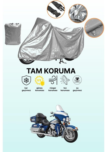 Gri Harley-Davidson Ultra Classic Electra Glide Flhtcuı Uyumlu Motosiklet Brandası, Koruyucu Örtü
