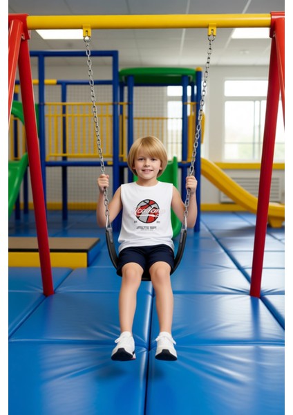 Erkek Çocuk Pamuklu Atlet ve Şort Takımı Basketbol Temalı Günlük Giyim Kaliteli Şık Rahat modelleri