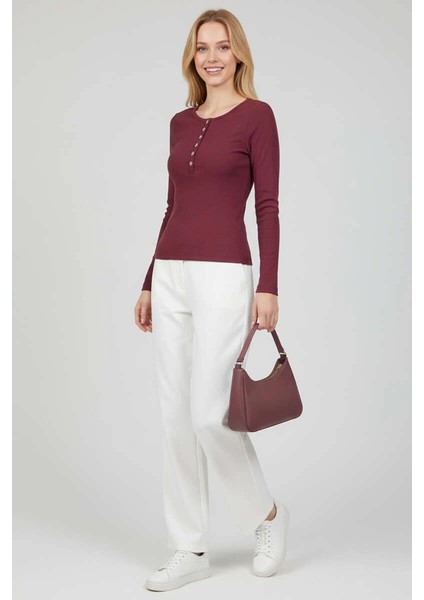 Çıtçıt Detaylı Bluz Mürdüm modelleri