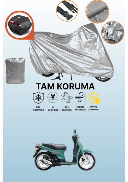 Gri Arka Çanta Uyumlu Honda Sh 100 Uyumlu Motor Brandası, Koruyucu Örtü