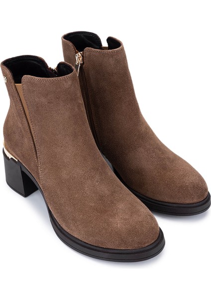 Kadın Hakiki Deri Kahverengi Topuklu Bot 1164 25594 Bn Bot SK25-26 Sıgaro Suet fiyatları