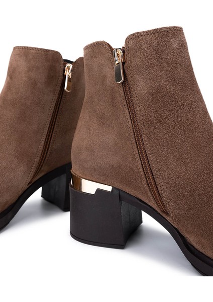 Kadın Hakiki Deri Kahverengi Topuklu Bot 1164 25594 Bn Bot SK25-26 Sıgaro Suet indirimleri
