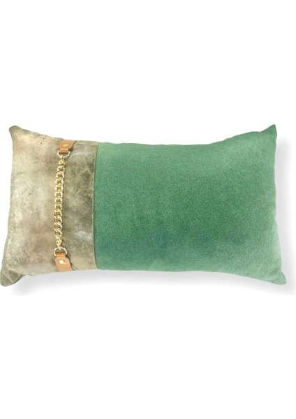 Coco Green Deri ve Kadife Kırlent