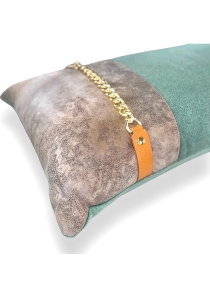 Coco Green Deri ve Kadife Kırlent modelleri