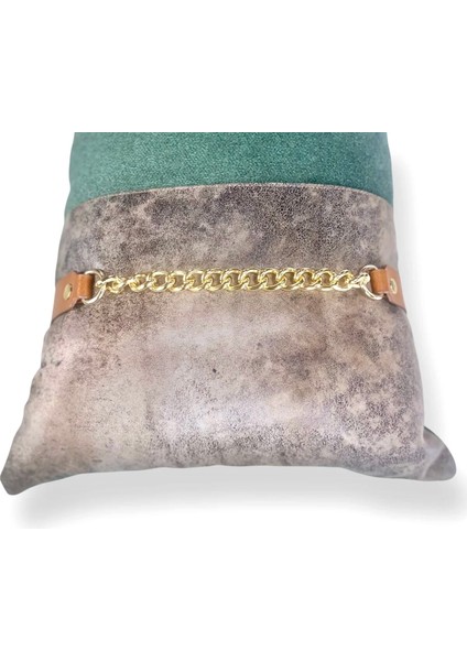 Coco Green Deri ve Kadife Kırlent