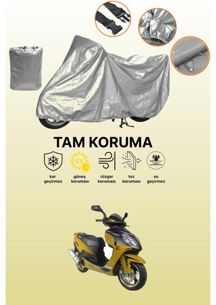 Gri Yuki YK150T-20 Uyumlu Motosiklet Brandası, Koruyucu Örtü, Motor Branda