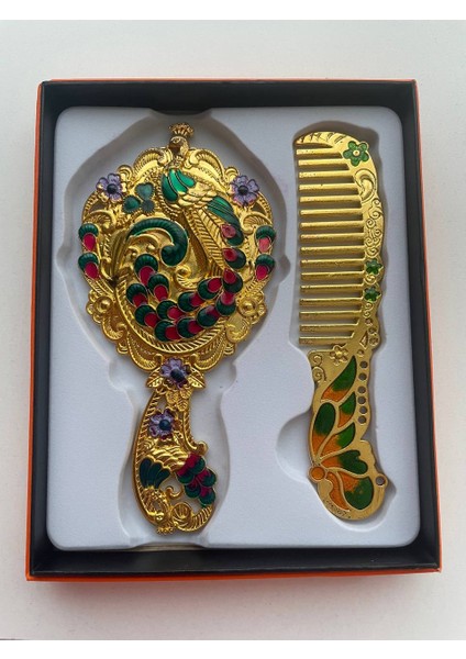 Ayna Tarak Seti, Kutulu-Metal-Hediyelik Takım, 13CM Aynalı Saç Fırçası, Tavuskuşu Figürlü fiyatları