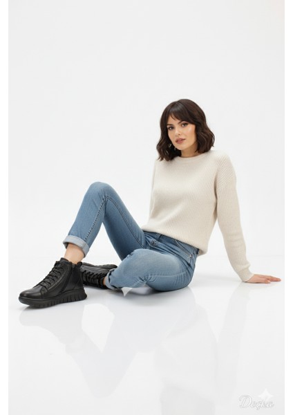 Kadın Düz Taban Günlük Fermuarlı Ortopedik Yumuşak Hakiki Deri Spor Tarz Bot BD25/KB2604 fiyatları