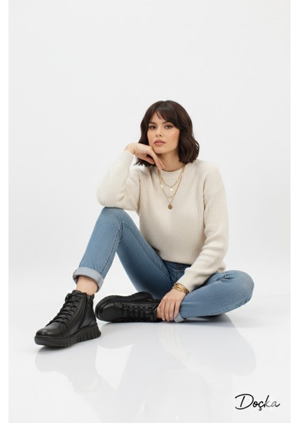 Kadın Düz Taban Günlük Fermuarlı Ortopedik Yumuşak Hakiki Deri Spor Tarz Bot BD25/KB2604 indirimleri