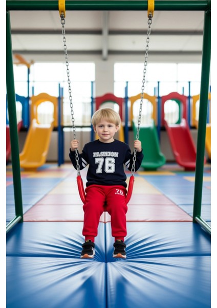 Erkek Çocuk Pamuklu Konforlu Slogan Baskılı Bisiklet Yaka Sweatshirt ve Eşofman Takımı Kaliteli modelleri