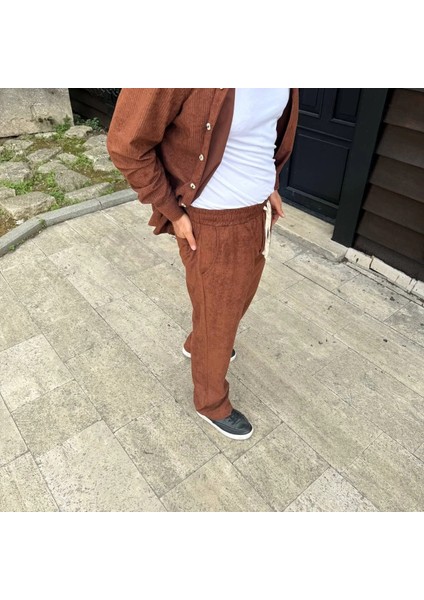 Erkek Fitilli Kadife Cepli Buggy Pantolon Oversize Rahat Kalıp - Kahverengi fiyatları