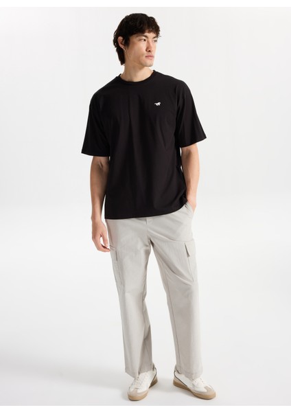 Bisiklet Yaka Baskılı Siyah Erkek T-Shirt M5WM-TST1583 modelleri