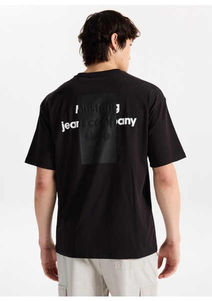 Bisiklet Yaka Baskılı Siyah Erkek T-Shirt M5WM-TST1583