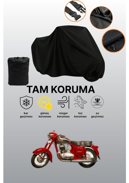 Siyah Jawa Cz 250 Uyumlu Motor Branda, Koruyucu Örtü, Motosiklet Brandası