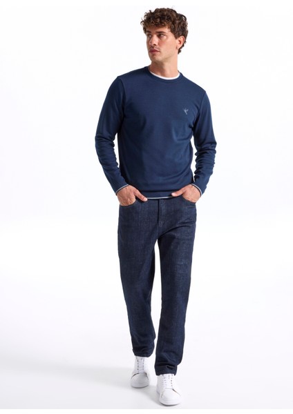 Bisiklet Yaka Düz Lacivert Erkek Sweatshırt F5WM-SWT 2276 fiyatları