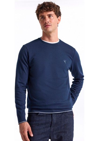 Bisiklet Yaka Düz Lacivert Erkek Sweatshırt F5WM-SWT 2276 modelleri