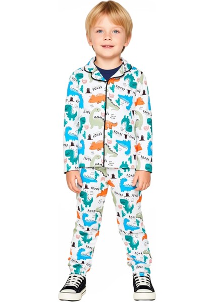 Erkek Çocuk Pijama Takımı Dinozor Baskılı Uzun Kollu Yumuşak Dokulu Kaliteli Şık Rahat fiyatları