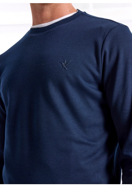 Bisiklet Yaka Düz Lacivert Erkek Sweatshırt F5WM-SWT 2276 fırsatları