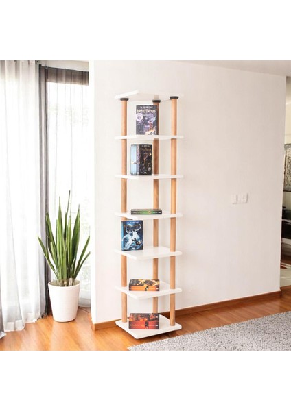 Pia 7 Raflı Kitaplık Çok Amaçlı Dolap
