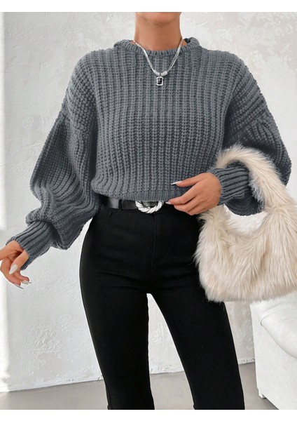 Kadın Kalın Örgü Balon Kol Triko Kazak modelleri