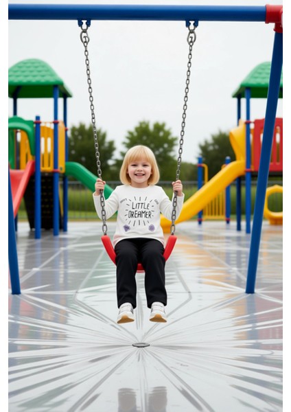 Kız Çocuk Yumuşak Pamuklu Sloganlı Uzun Kollu Ev Giyim Takımı Kaliteli Şık Rahat