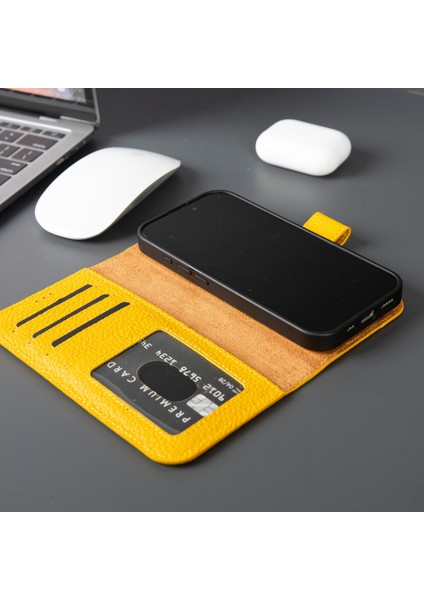 iPhone 17 Hakiki Deri Mıknatıslı Cüzdan Kılıf – Magsafe Uyumlu, Rfıd Korumalı, El Yapımı