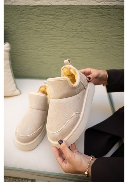 Mayra Bej Süet Tüylü Bot modelleri