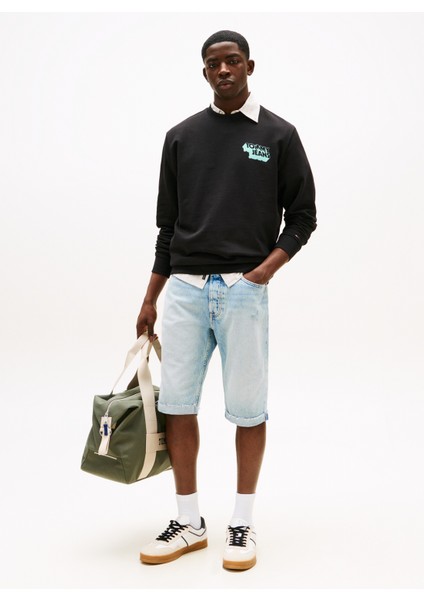 Bisiklet Yaka Siyah Erkek Sweatshırt DM0DM21640BDS Tjm Reg Stack Crew Ex