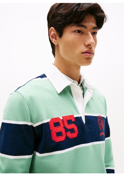 Çizgili Yeşil Erkek Polo T-Shirt DM0DM22074MAS Tjm Rlx Strıpe Rugby modelleri