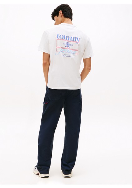 Bisiklet Yaka Düz Beyaz Erkek T-Shirt DM0DM21986YBL Tjm Rlx Crest Play Te fırsatları