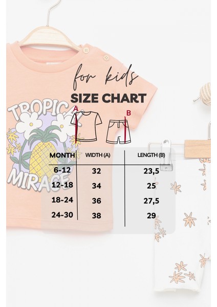 Kız Bebek Turuncu Takım %100 Pamuk Baskılı Tişört Beyaz Şortlu Tropikal Desenli Alt Üst Takım fırsatları