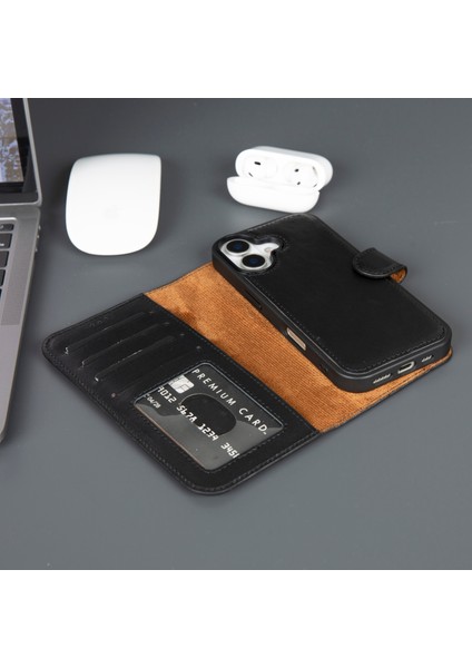 iPhone 17 Hakiki Deri Mıknatıslı Cüzdan Kılıf – Magsafe Uyumlu, Rfıd Korumalı, El Yapımı