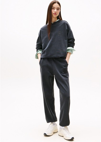 Yuvarlak Yaka Baskılı Siyah Kadın Sweatshırt DW0DW21586BDS fiyatları