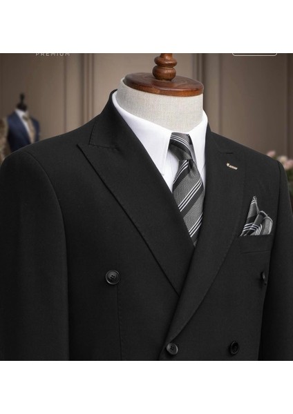 Slim Fit, Kruvaze, Cift Cepli, Erkek Takım Elbise, Kırlangıç Yaka, Siyah fiyatları