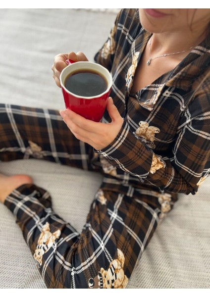 Teddy Ekose Ayıcık Kadın Pijama Takımı