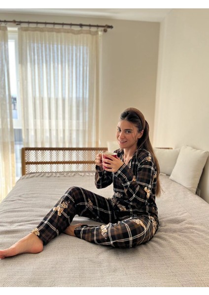Teddy Ekose Ayıcık Kadın Pijama Takımı modelleri