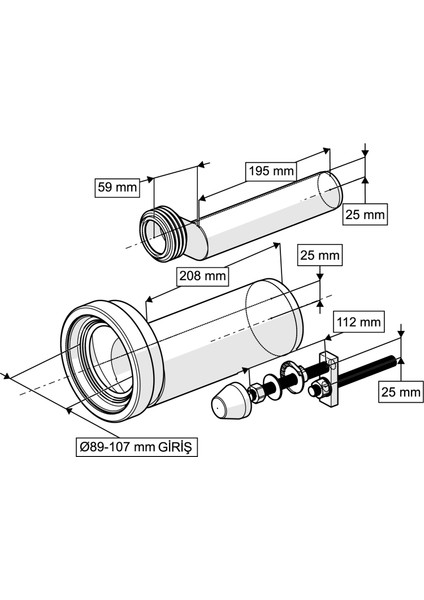 Eksantrik Asma Klozet Montaj Kiti – 25 mm Kaçık | Klozet Yükseklik Ayar Seti | Hassas Hizalama fiyatları