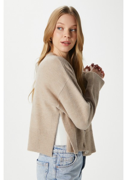 Kadın Keep Yan Yırtmaçlı Yumuşak Dokulu Vizon Basic Triko Hırka 70145 fiyatları