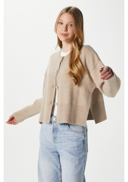 Kadın Keep Yan Yırtmaçlı Yumuşak Dokulu Vizon Basic Triko Hırka 70145 fırsatları