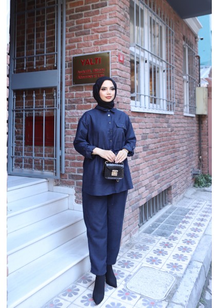 Bağcıklı Süet Pantolonlu Takım