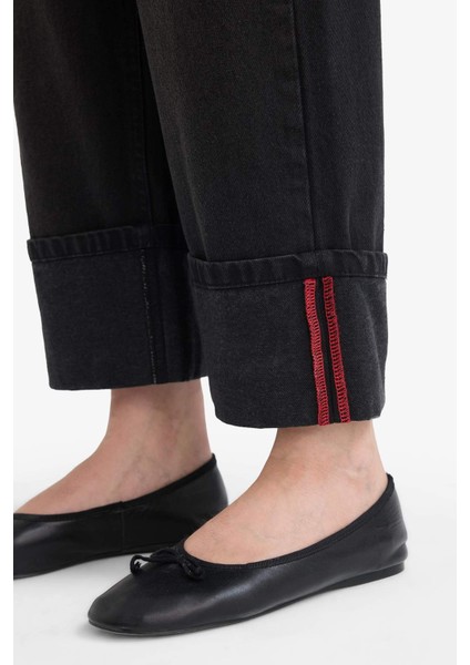 Relax Fit Yüksek Bel Düz Paça Uzun Jean Pantolon F2030AX25WN