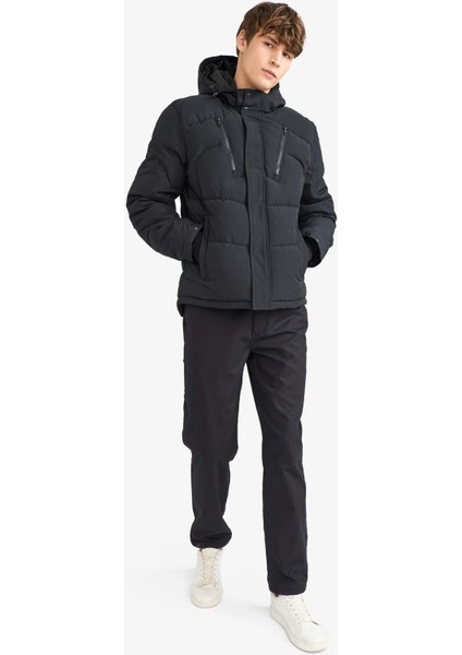 Su İtici Slim Fit Dar Kesim Kapüşonlu İçi Polarlı Fermuarlı Mont F1147AX25WN fiyatları