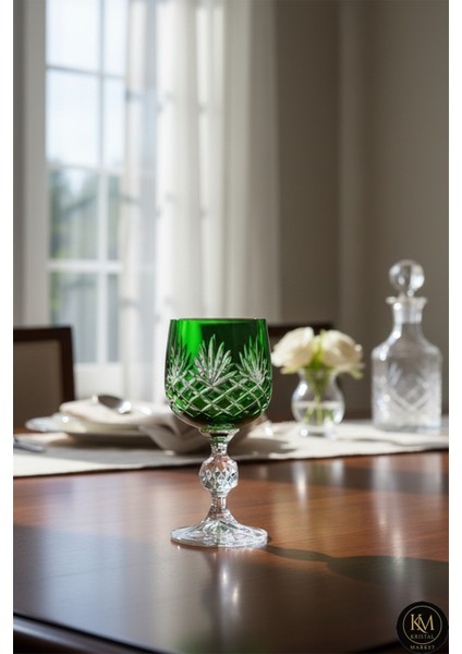 El Yapımı Kristal Püsküllü Renkli Lüks Ayaklı Kadeh Kahve Yanı Su Bardağı