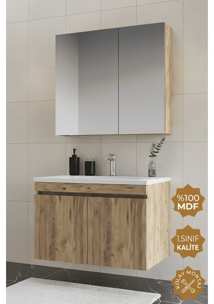 Tokyo 80 cm Mdf Banyo Dolabı Seti