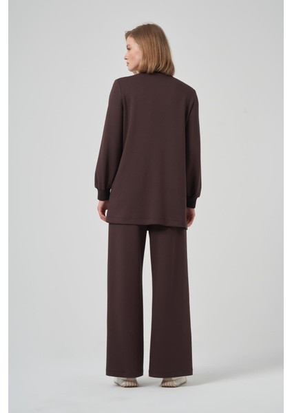 1024 Asimetrik Fermuar Detaylı Tunik Pantolon Takım fırsatları