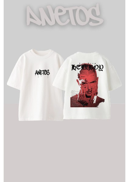 Lil Peep 3 Tasarım Sırt Baskılı Pamuk Beyaz Oversize T-Shirt