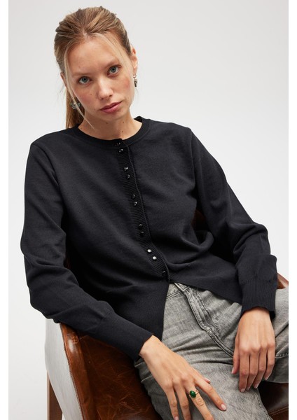 Ripley Çelik Örgü, Düğmeli Kadın Triko Hırka - Siyah fırsatları