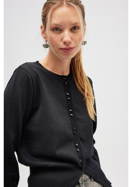 Ripley Çelik Örgü, Düğmeli Kadın Triko Hırka - Siyah indirimleri