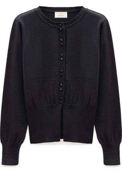 Ripley Çelik Örgü, Düğmeli Kadın Triko Hırka - Siyah