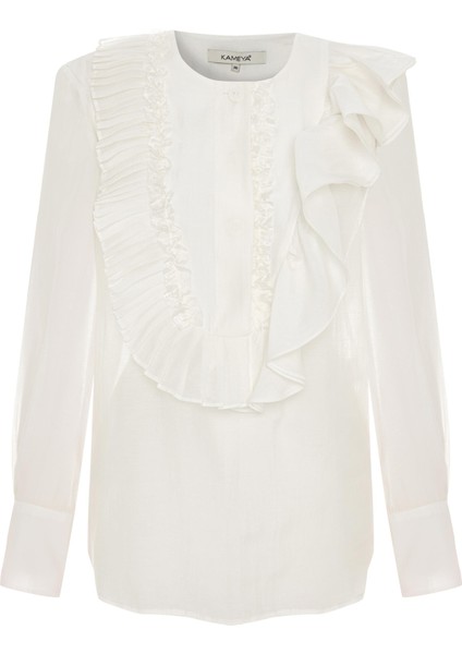 Pliseli Fırfır Detaylı Bluz 26W10823